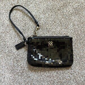 Coach Sequin Wristlet Black Sequins